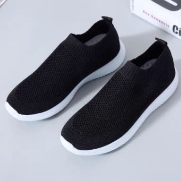 Women's Woven Mesh Running Shoes, Breathable Slip-on Sneakers sz 7.5 - Picture 3 of 8